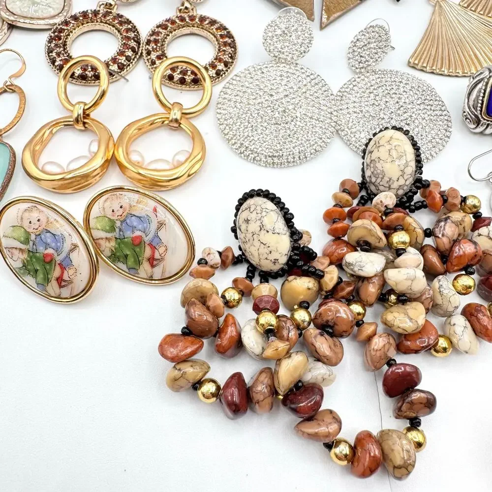 20 Pair Pierced Costume Jewelry Earring Lot Mixed Styles Vintage To Now Reseller